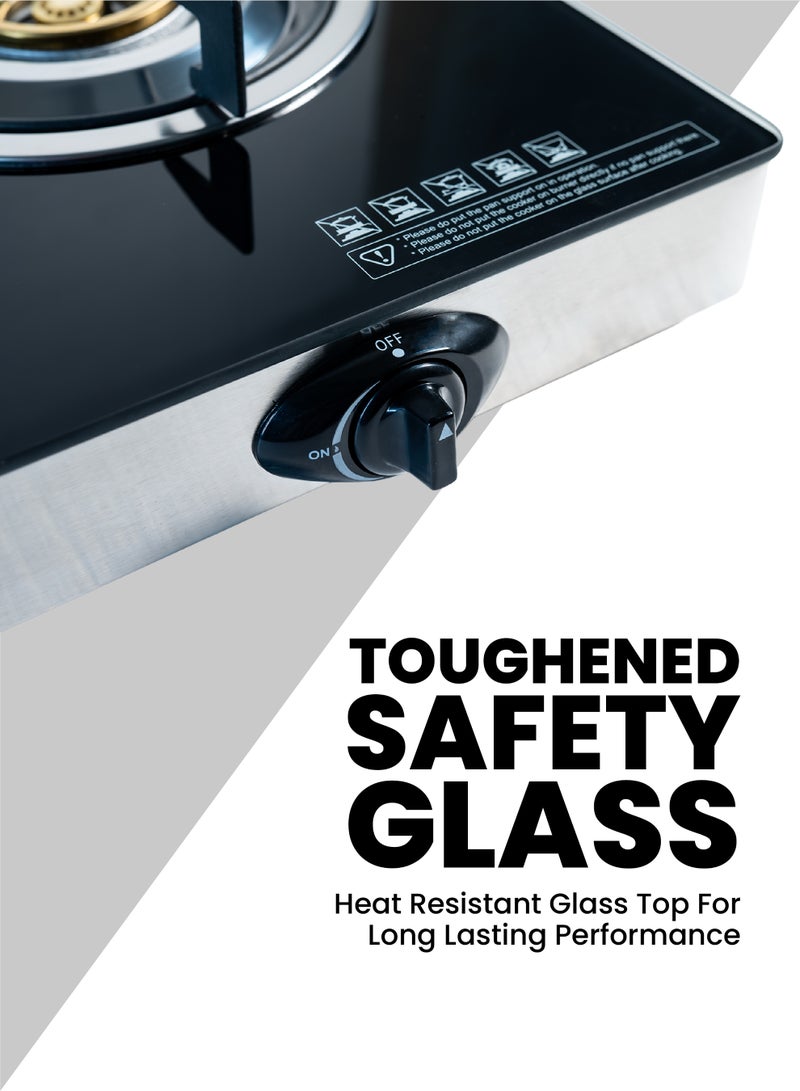 TEAM Double Burner Gas Cooker with Safety Device | Toughened Safety Glass | Auto Ignition | High‑Efficiency Whirlwind Flame | Super Slim Body | LPG Gas Stove for Home Kitchen - Image 5